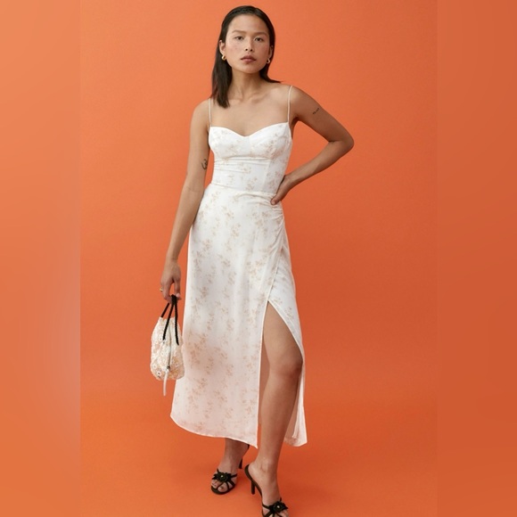 NWT Blush💕Ivory Reformation Kourtney Dress in RISO Stunning Print and Details - Picture 1 of 13